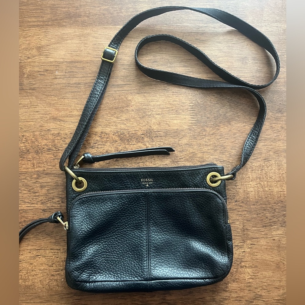 Fossil Black Karli Crossbody Pebble Leather Soft Woman's